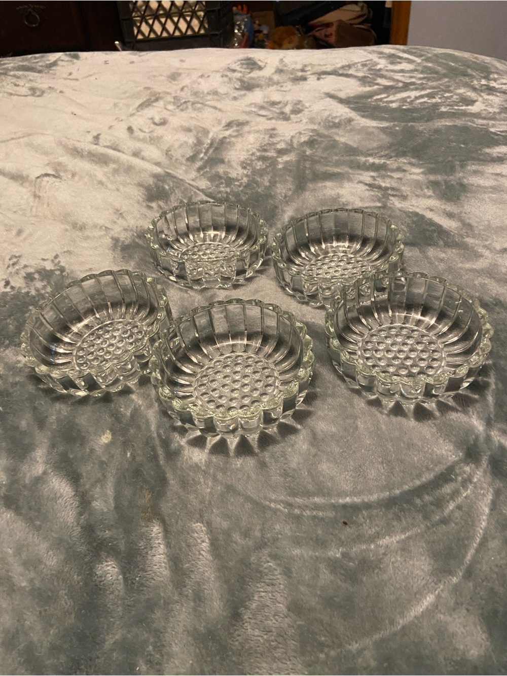 Clear Glass Ribbed Dessert/Serving Bowls - Set of 5
